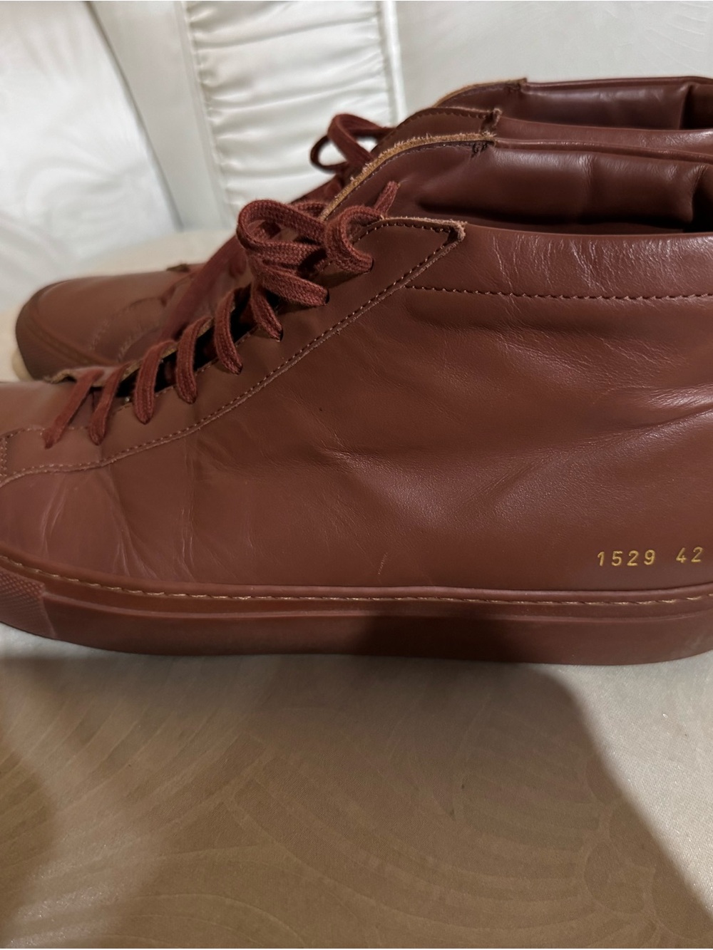 Common Projects Men’s Brown Leather High-Top Sneakers